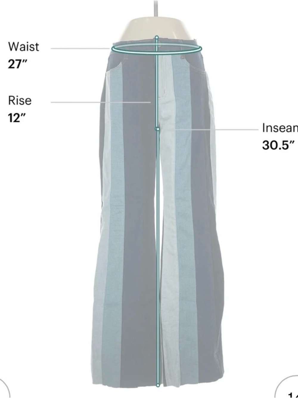 Altar'd State Two-Tone Vertical Stripe Flare Jeans - Blue 27 - Picture 2 of 2